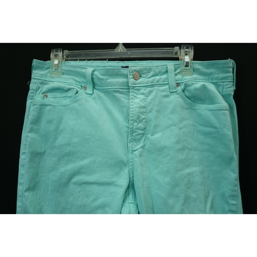 NYDJ Women's 12 Aqua Blue Alisha Ankle Jeans Straight Leg Lift Tuck Denim Spring - Picture 2 of 12